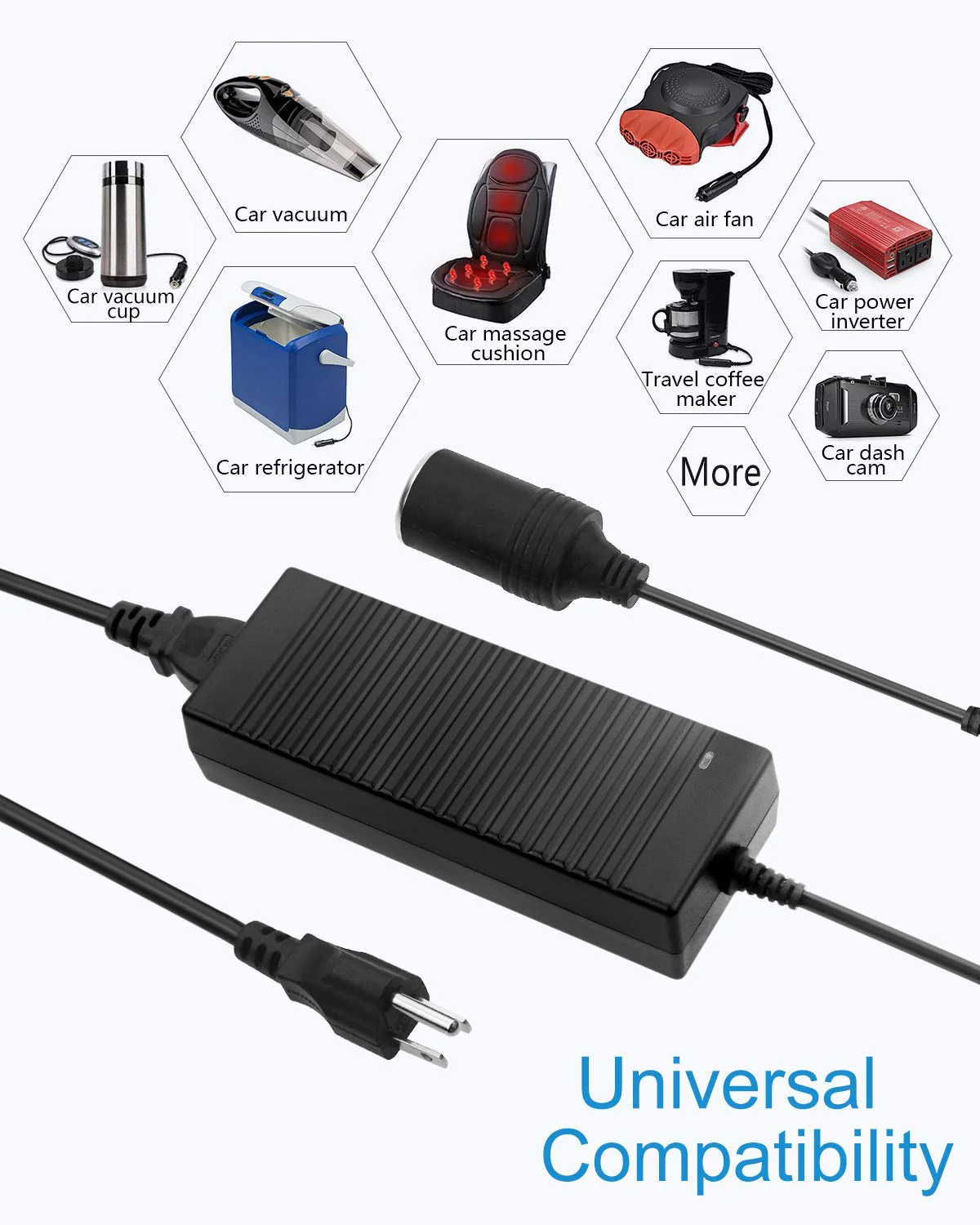 120W AC to DC Converter 240V to DC-12V Car Cigarette Lighter Socket Adapter for Inflators, Car Vacuum Cleaners, Car Refrigerators, and More - Image 4