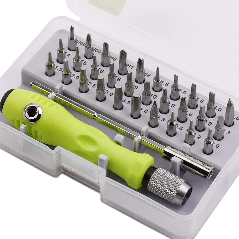 32 in 1 Screwdriver Toolkit  Set - Phillips, Flat, Other Bit Types - 32 Pcs - Chrome Vanadium Steel - Electronic, Home Appliance & Precision Device Repair