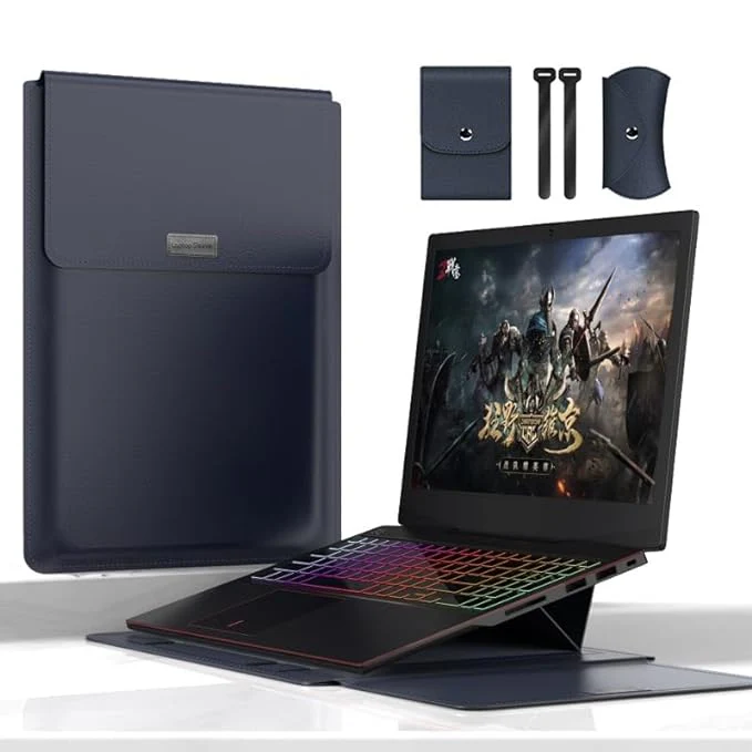 Leather Laptop Sleeve with Case Stand Feature, Mouse and Charger case, Compatible with MacBook 13 inch 14 inch All Models - Image 7