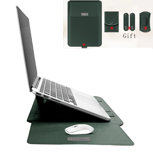 Leather Laptop Sleeve with Case Stand Feature, Mouse and Charger case, Compatible with MacBook 13 inch 14 inch All Models - Image 10