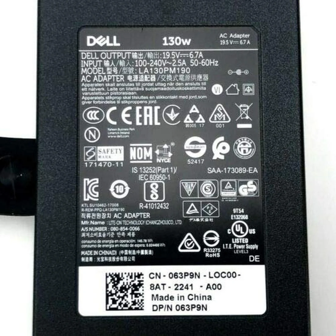 Dell 130W Slim (4.5mm * 3mm Pin) Laptop Charger Adapter For Dell XPS 15 9530 9550 9560 9570, Precision M3800 M2800 5510 5520 - Image 5