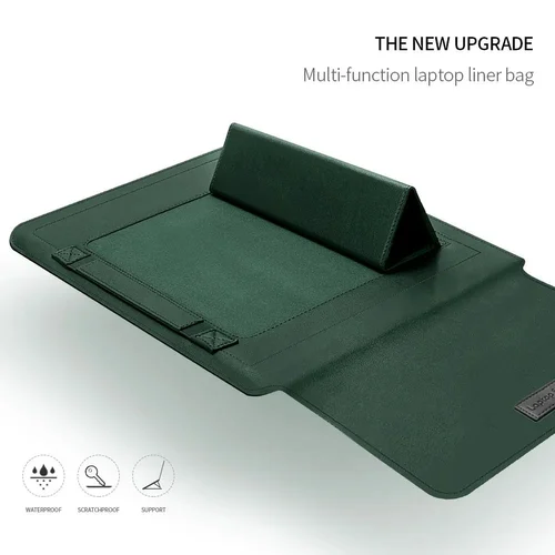 Leather Laptop Sleeve with Case Stand Feature, Mouse and Charger case, Compatible with MacBook 13 inch 14 inch All Models - Image 8