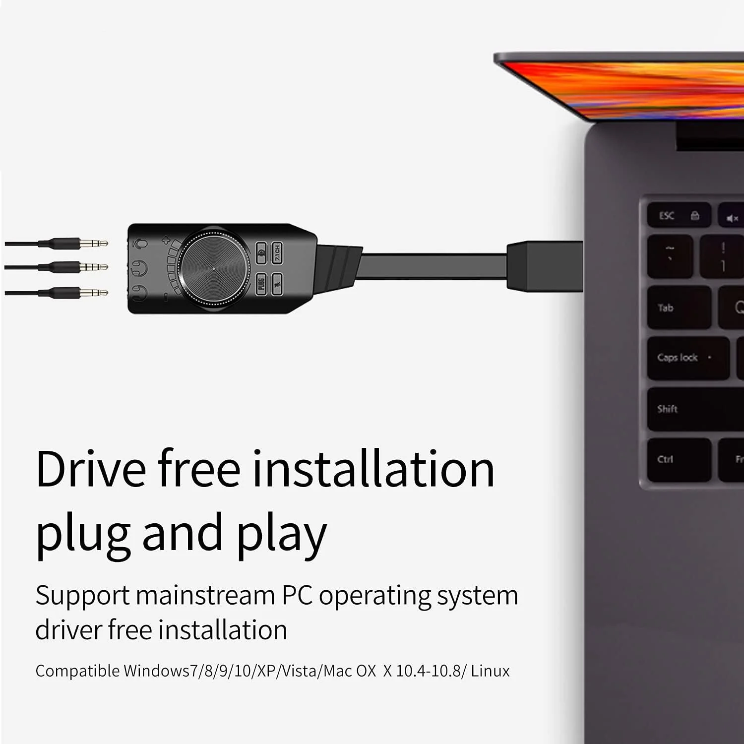 GS3 Mark II Virtual 7.1 Channel USB Sound Card Adapter, Microphone and 3.5mm Dual Headphone Audio Jack Stereo Sound Card Converter, Including PUBG and League of Legends Sound Effects - Image 4