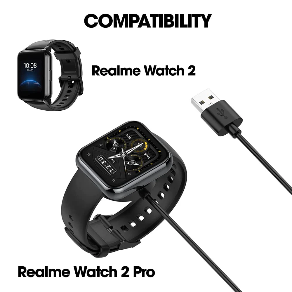 Hi-Lite Essentials Charging Dock Cable Compatible with Realme Watch 2 / Realme Watch 2 Pro, USB Cable, Magnetic Charger - Black - Image 2