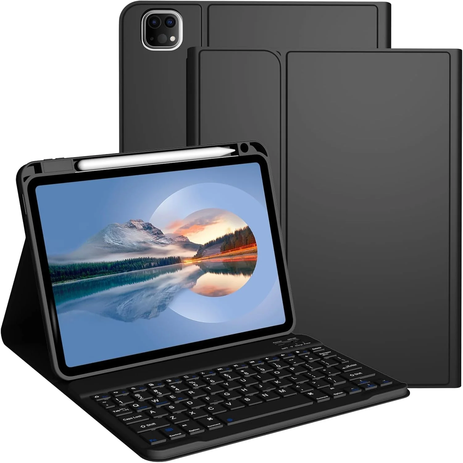 Hi-Lite Essentials iPad Cover Case with Keyboard for iPad Air 11 (M3/M2, 2025/2024), Pro 11 (4th/3rd/2nd/1st Gen) & iPad Air 5th/4th with Multi Viewing Angle, PU Leather, Magnetic Detachable Wireless Keyboard case, Pencil Holder