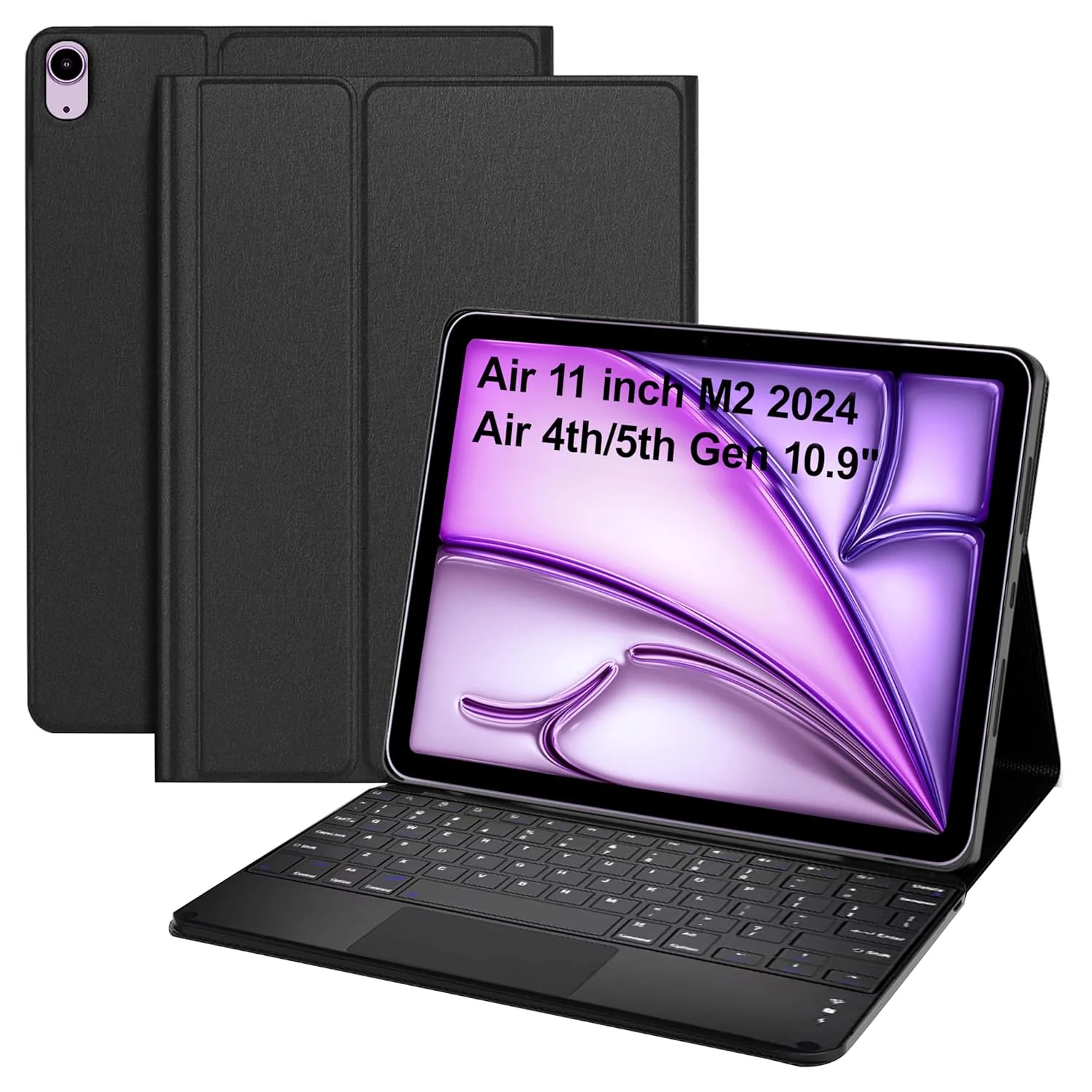 Hi-Lite Essentials iPad Cover Case with Keyboard Trackpad for iPad Air 11 (M3/M2, 2025/2024), Pro 11 (4th/3rd/2nd/1st Gen) & iPad Air 5th/4th with Multi Viewing Angle, PU Leather, Magnetic Detachable Wireless Keyboard case, Pencil Holder