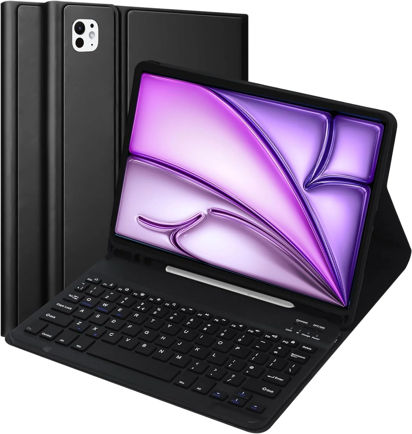 Hi-Lite Essentials iPad Cover with Keyboard for iPad Pro 13 Inch Case 2024 with Detachable Keyboard, Precise Cutouts, Pencil Holder, Multi-Viewing Angles, Wireless Folio Keyboard Case for iPad Pro 13'', Black
