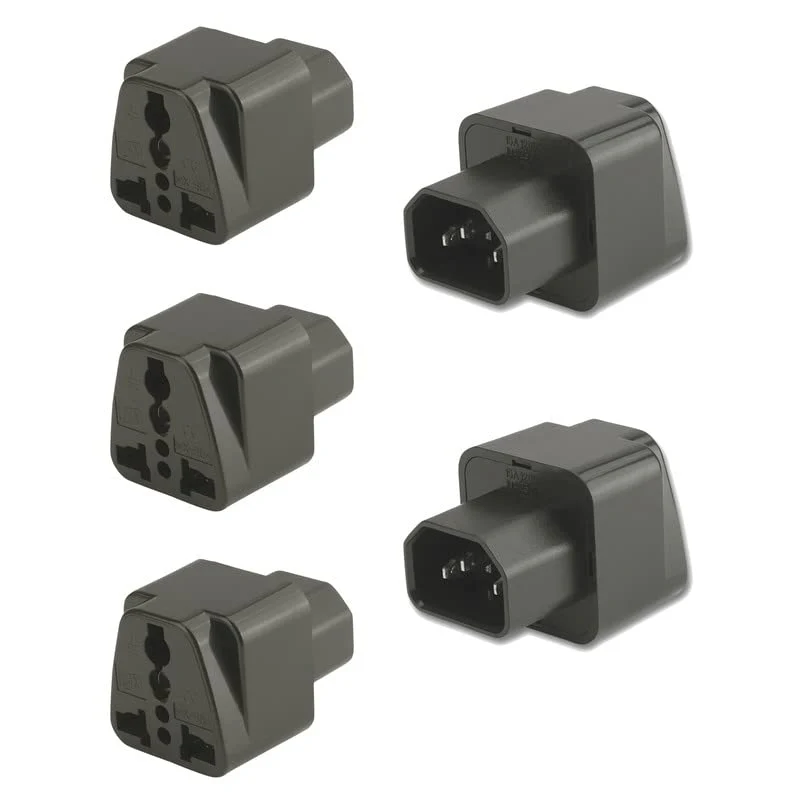 IEC C14 Male to Universal Female Socket Power Adapter | AC Adapter for PC, Servers, Monitors, Networking Equipment | 250V 10A | Pack of 2