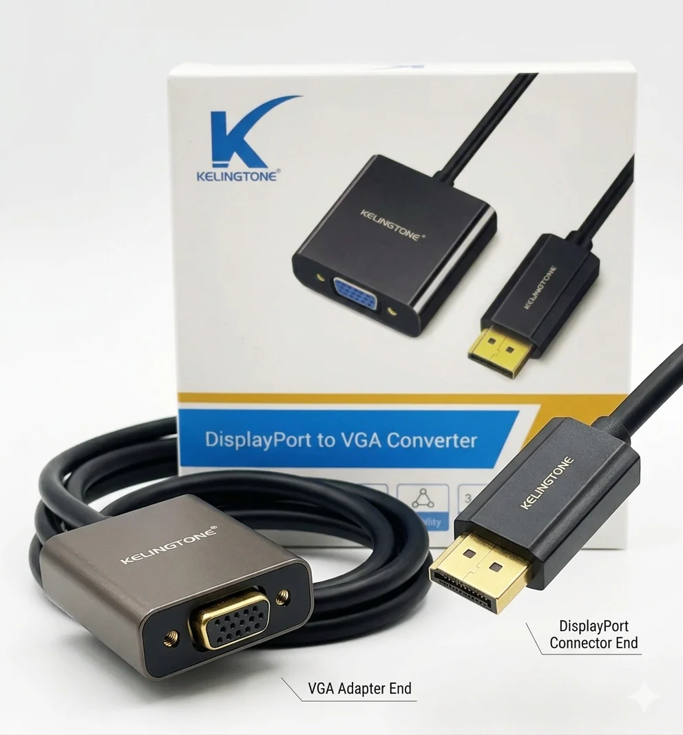 Kelingtone DisplayPort (DP) To VGA Female Adapter Converter for PC/Laptop/Projector/HDTV | 3 Years Warranty - Image 4