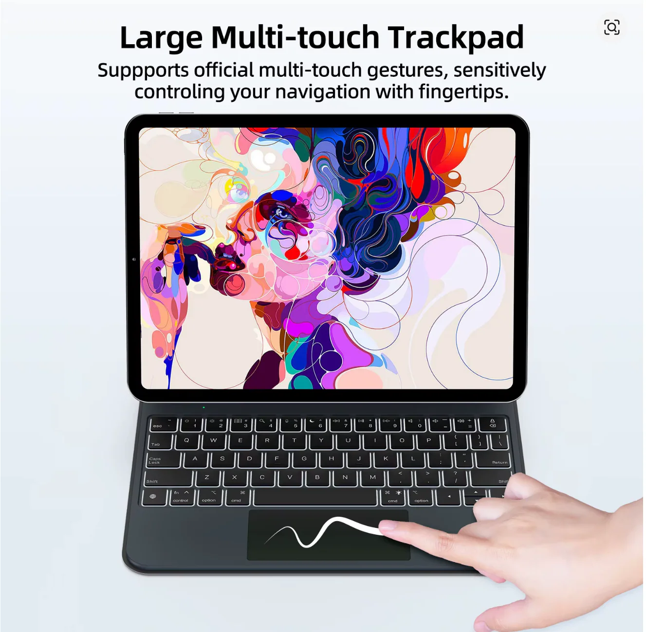 (Direct Connection) Magic Keyboard Case for iPad Air 11 (M4 2026/ M3 2025/ M2 2024), Air 5th/4th & Pro 11 (4th/3rd/2nd/1st) with Backlit & Touchpad, Floating Keyboard with Smart Pogo Pin | No Bluetooth required (NOT for 10th/A16/Pro 11 (M5/M4) - Image 7