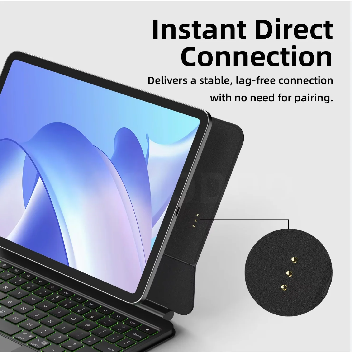 (Direct Connection) Magic Keyboard Case for iPad Air 11 (M4 2026/ M3 2025/ M2 2024), Air 5th/4th & Pro 11 (4th/3rd/2nd/1st) with Backlit & Touchpad, Floating Keyboard with Smart Pogo Pin | No Bluetooth required (NOT for 10th/A16/Pro 11 (M5/M4) - Image 9
