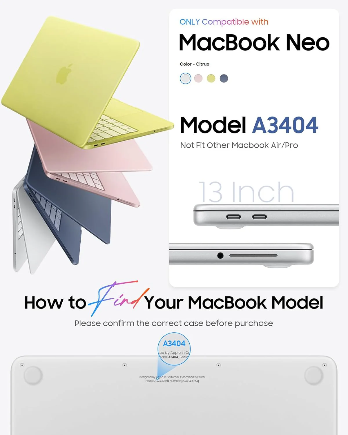 (NEW) Mac Book Neo 13 Inch Case & Keyboard Cover Compatible with 2026 MacBook Neo A3404 (A18 Pro Chip), Slim 1:1 Precision Fit, Scratch Resistant - Image 9
