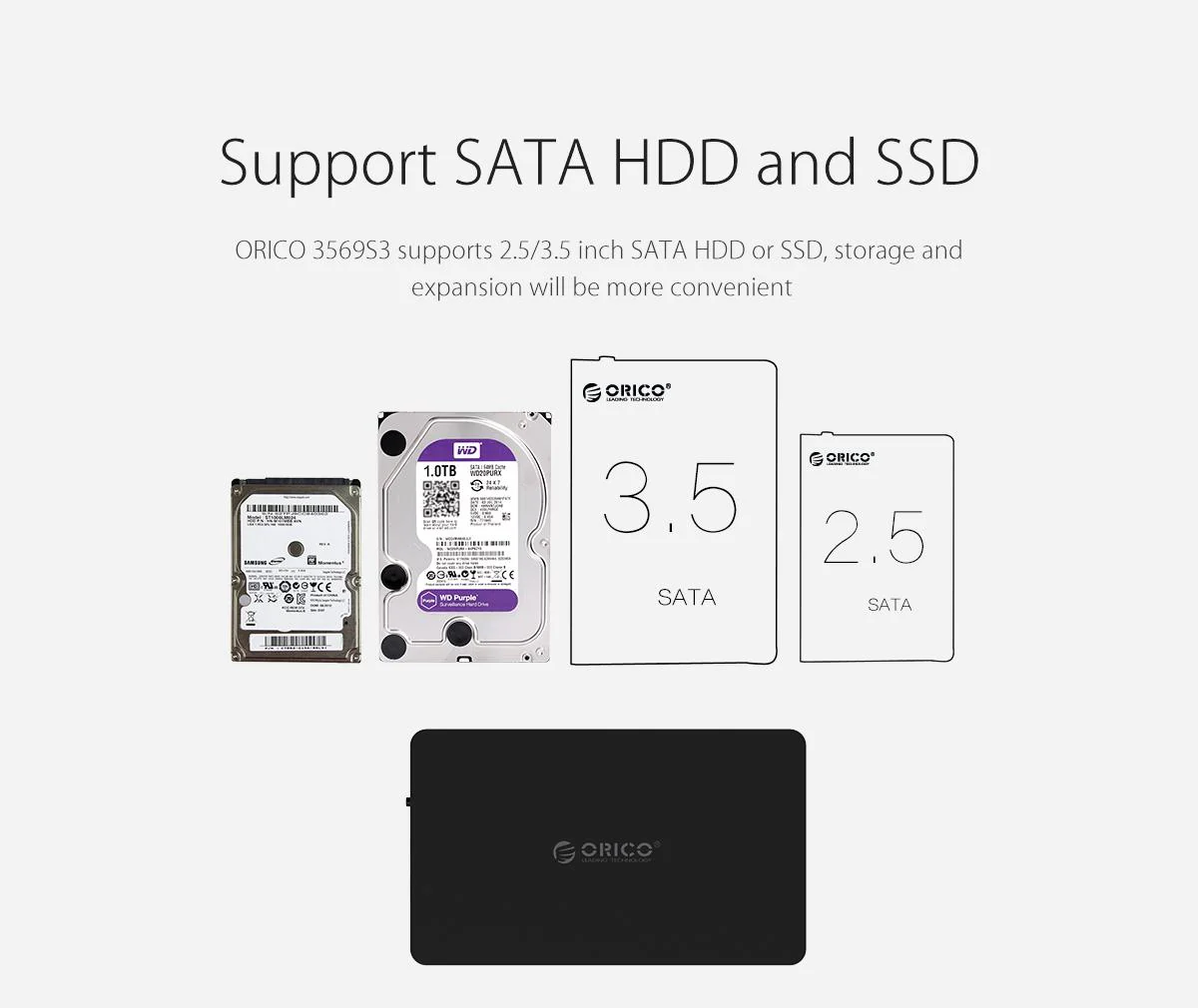 ORICO 3.5 inch / 2.5 inch HDD SATA 3.0 Tool Free Hard Drive Enclosure - Image 5