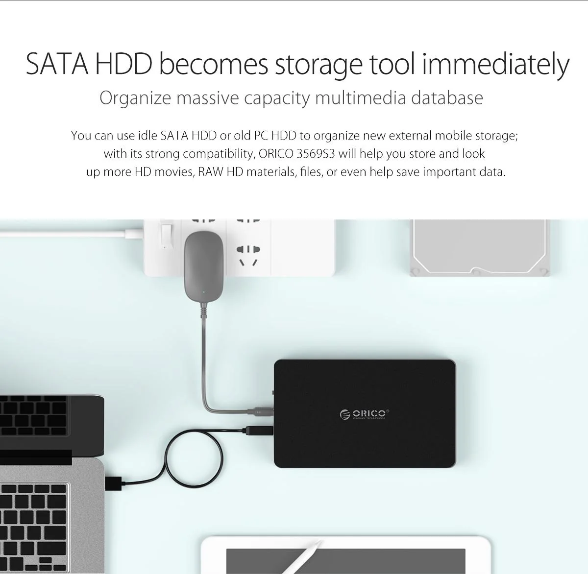 ORICO 3.5 inch / 2.5 inch HDD SATA 3.0 Tool Free Hard Drive Enclosure - Image 6