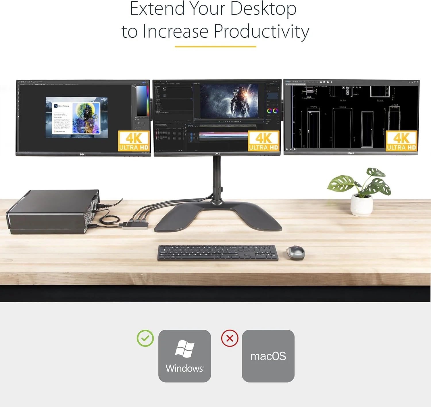 Original 3-Port DisplayPort 1.4 Splitter, DisplayPort to 3x DP Multi-Monitor Adapter, Triple 4K Computer MST Hub, USB Bus-Powered, Windows Only - Image 5