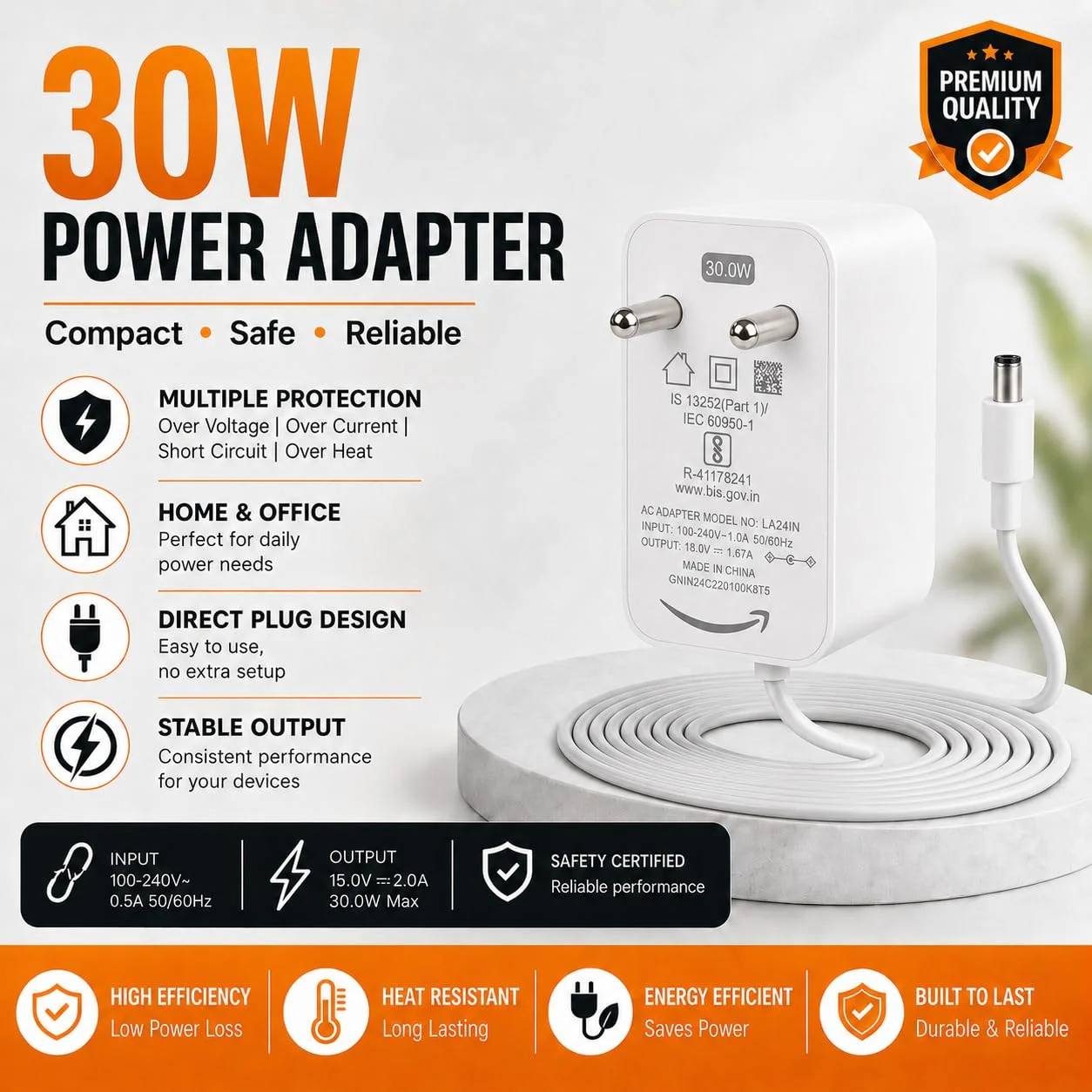 Original 30W 18V Power Adapter for Echo 4th Gen and Echo Show 8(1st, 2nd Gen)- White - Image 5