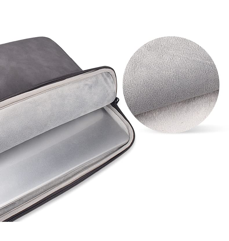 PU Leather Lightweight Zipper Bag For 13 14 inch Laptops- Grey - Image 5