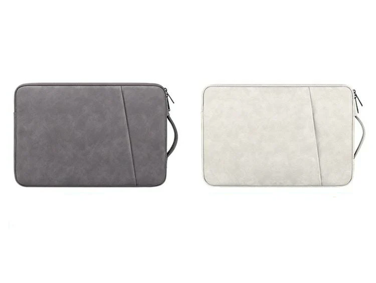 PU Leather Lightweight Zipper Bag For 13 14 inch Laptops- Grey - Image 9