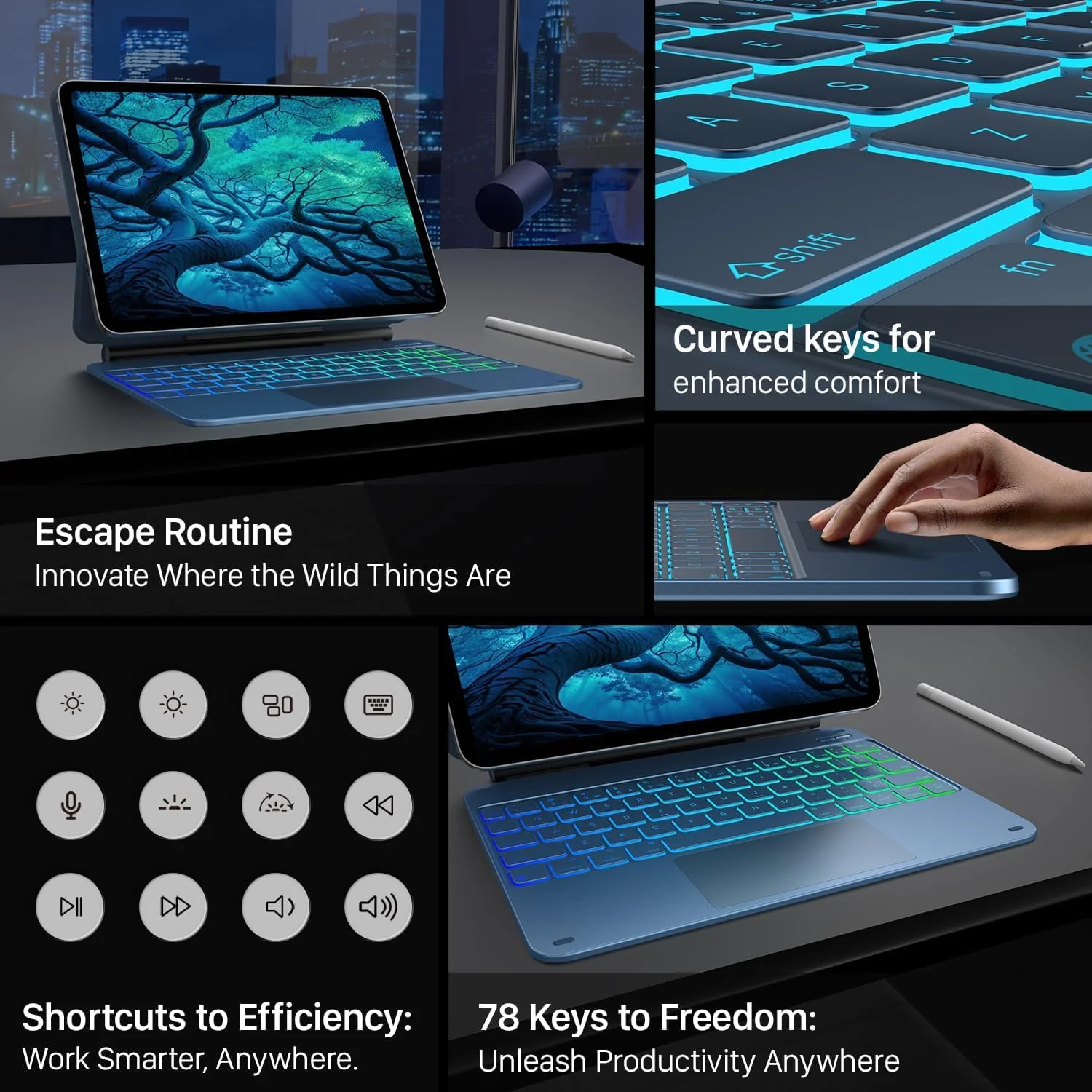 Smart Keyboard Case for iPad Air 11 (M4 2026/ M3 2025/ M2 2024), Air 5th/4th & Pro 11 (4th/3rd/2nd/1st) with 11-Color Backlit & Touchpad, Magic Floating Keyboard (NOT for 10th/A16/Pro 11 (M5/M4) - Image 7