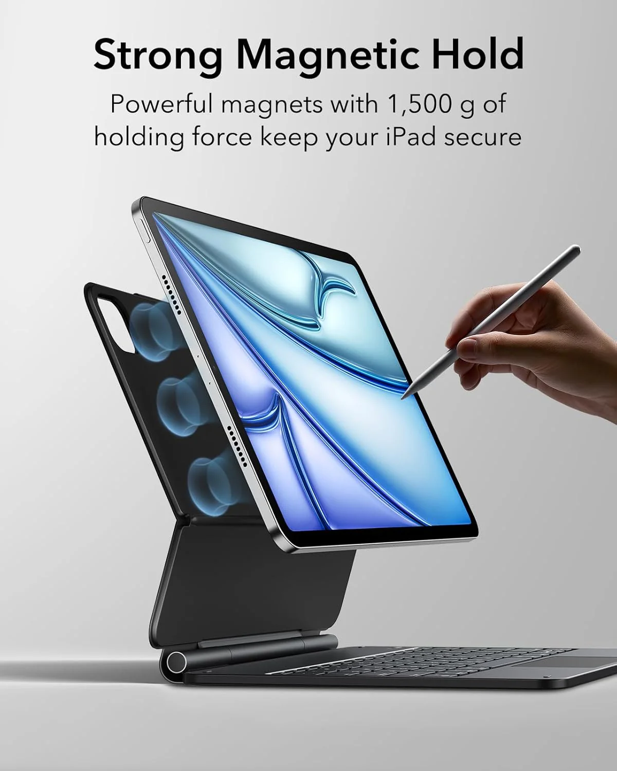 Smart Magnetic Keyboard Case For iPad Air 13 Inch M4/M3/M2 (2026/2025/2024) & iPad Pro 12.9 inch (6th/5th/5th/3rd) Magic Keyboard, Easy-Set Floating Cantilever Stand, Precision Trackpad, Rebound Series, Black - Image 5