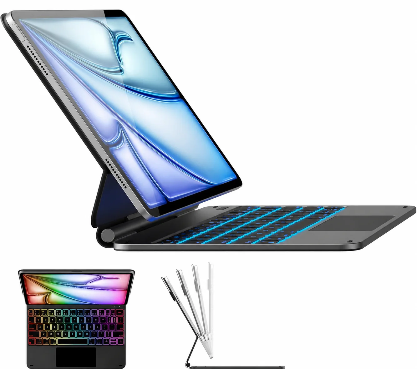 Smart Wireless Keyboard Case for iPad A16 11th Gen and 10th Gen, 11-Color Backlit, Gesture Touchpad, Magic Style Floating Cantilever Magnetic Keyboard (NOT FIT to Air 11/5th/4th/Pro 11) - Image 3