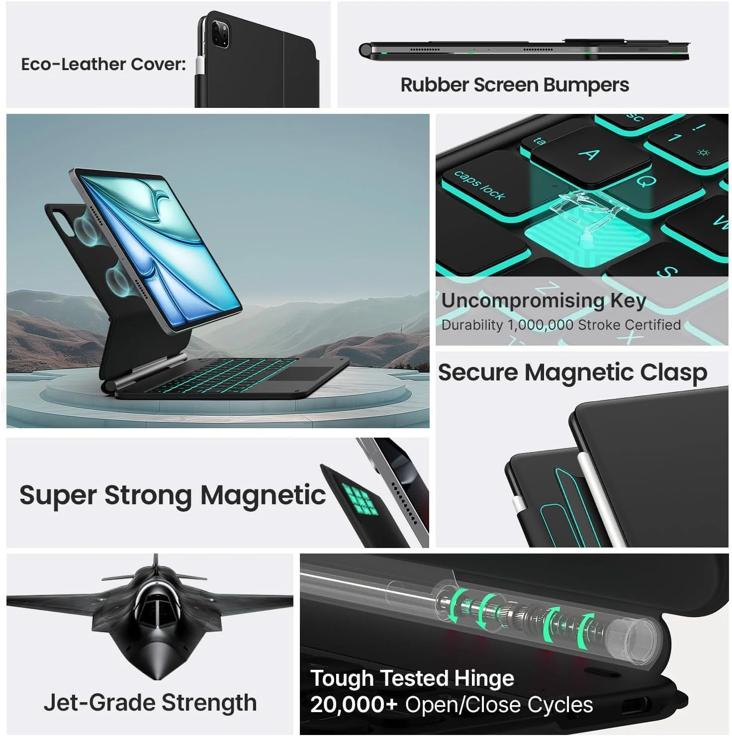 Smart Wireless Keyboard Case for iPad A16 11th Gen and 10th Gen, 11-Color Backlit, Gesture Touchpad, Magic Style Floating Cantilever Magnetic Keyboard (NOT FIT to Air 11/5th/4th/Pro 11) - Image 6