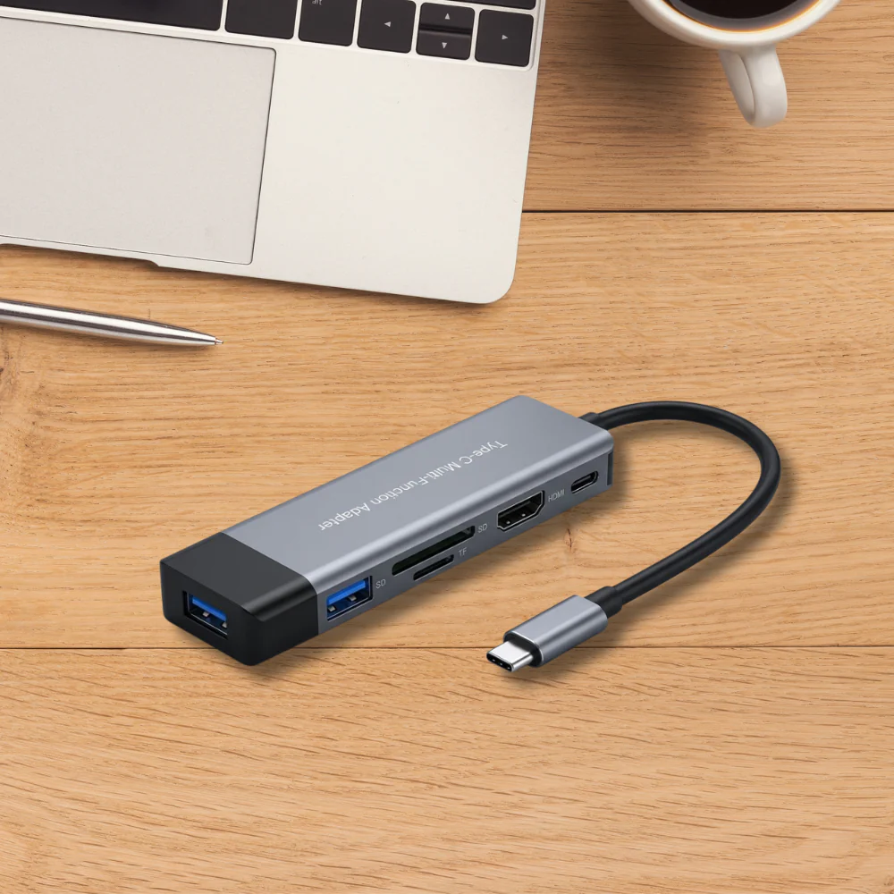 USB Type-C Hub 6-in-1 with HDMI, SD/TF Card Reader, USB 3.0, USB-C PD For Macbook, HP, Dell, Lenovo and other models - Image 2
