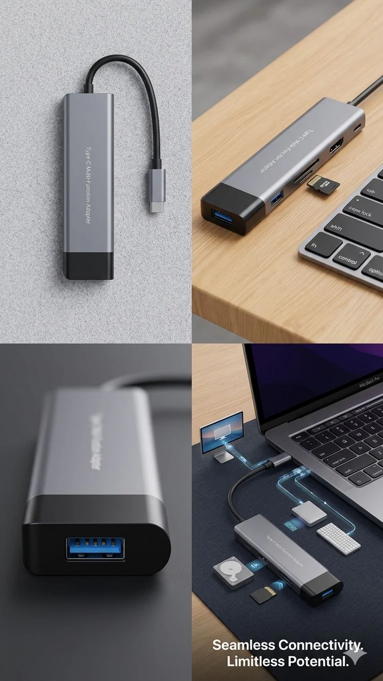 USB Type-C Hub 6-in-1 with HDMI, SD/TF Card Reader, USB 3.0, USB-C PD For Macbook, HP, Dell, Lenovo and other models - Image 3
