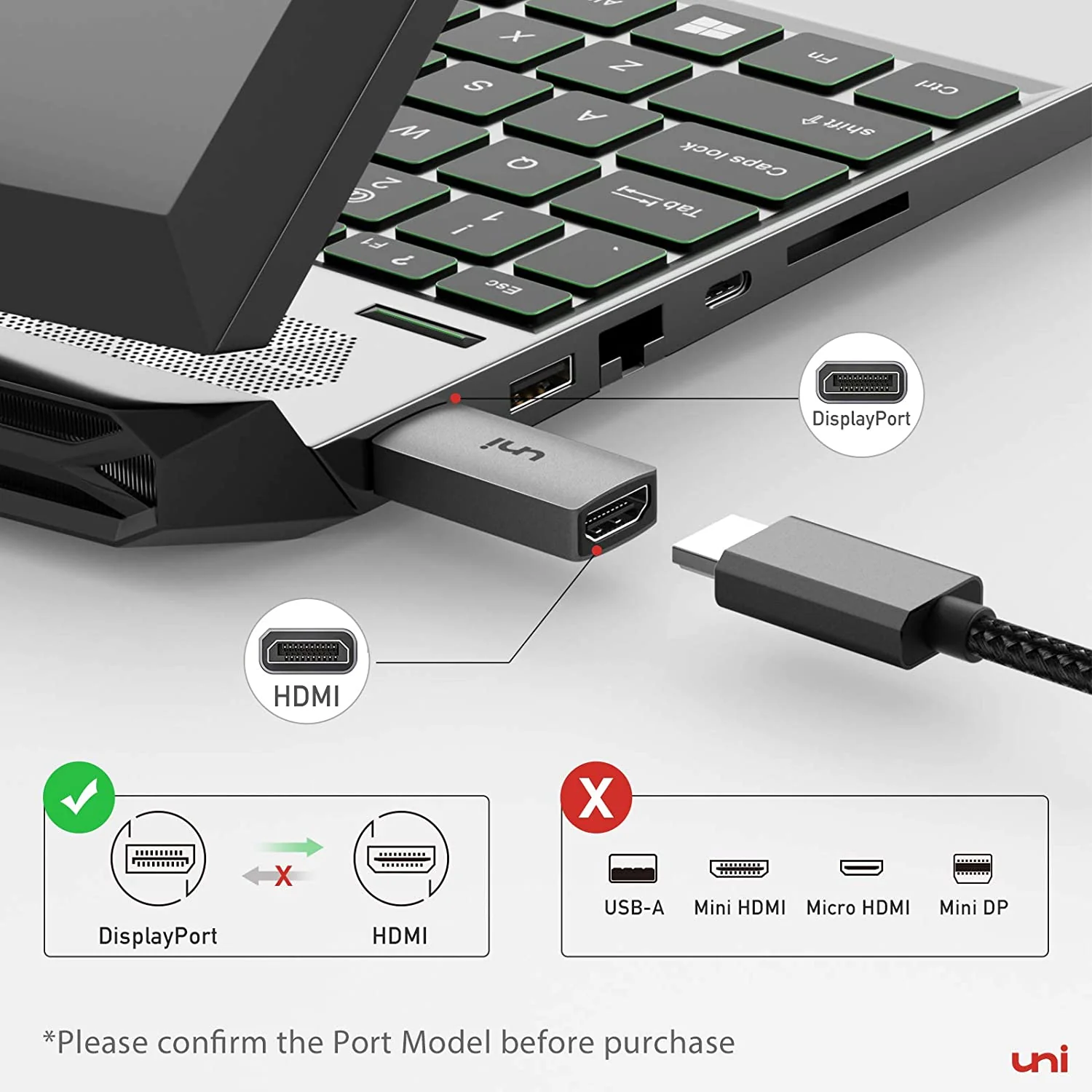 Uni DisplayPort to HDMI adapter, 4K UHD DP to HDMI converter - Image 4
