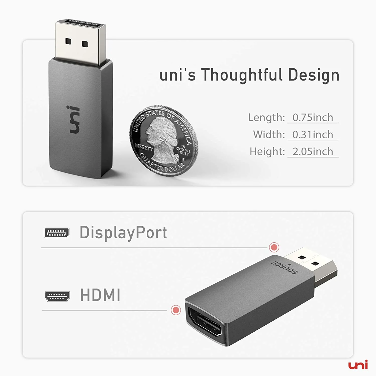 Uni DisplayPort to HDMI adapter, 4K UHD DP to HDMI converter - Image 5