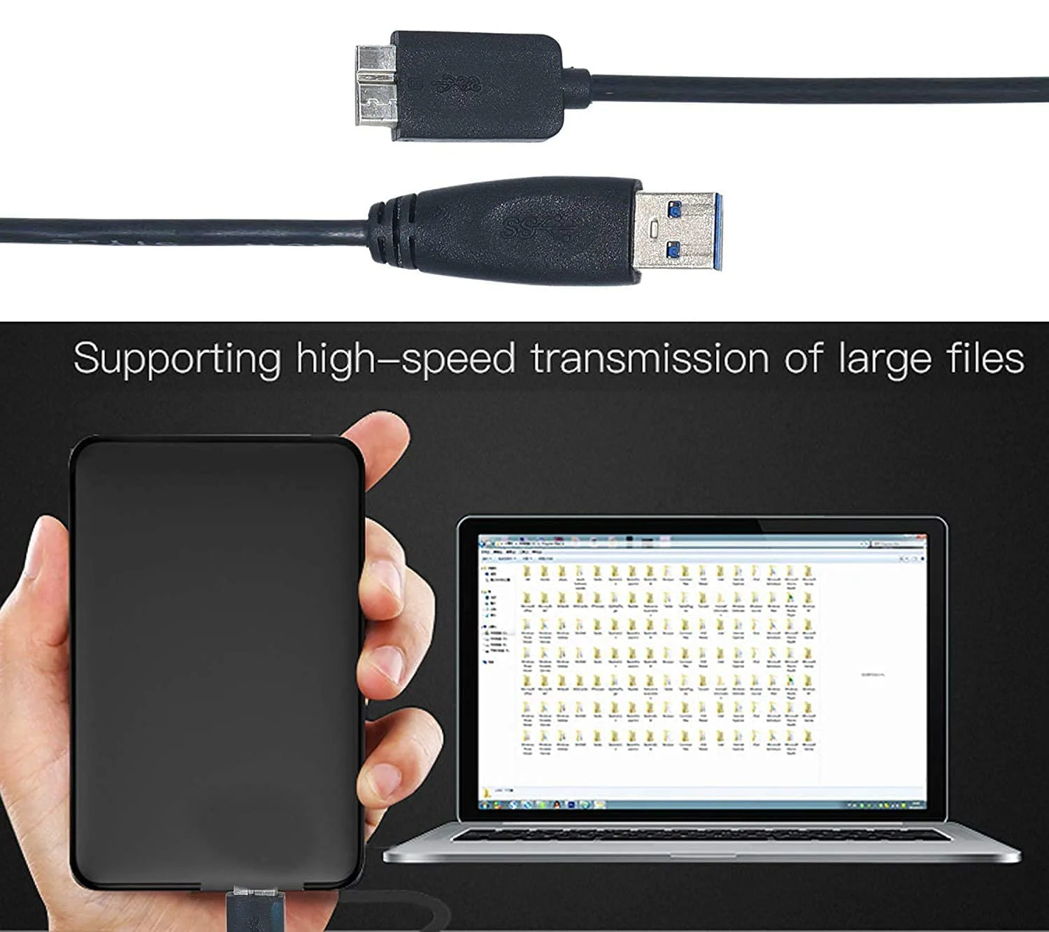 USB 3.0 High Speed Portable External Hard Disk Cable | Speed Upto 5 Gbps | Compatible with WD, Segate, Toshiba, Lacie | Length : 30 Cm / 1 Ft - Image 5