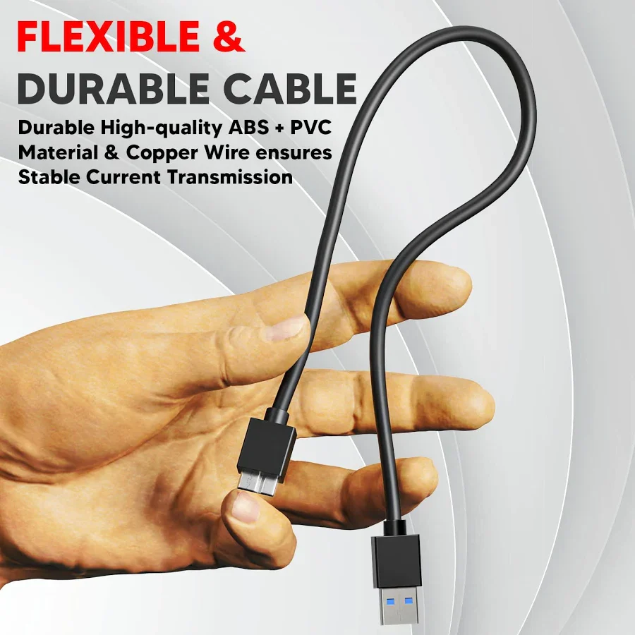 USB 3.0 High Speed Portable External Hard Disk Cable | Speed Upto 5 Gbps | Compatible with WD, Segate, Toshiba, Lacie | Length : 30 Cm / 1 Ft - Image 6