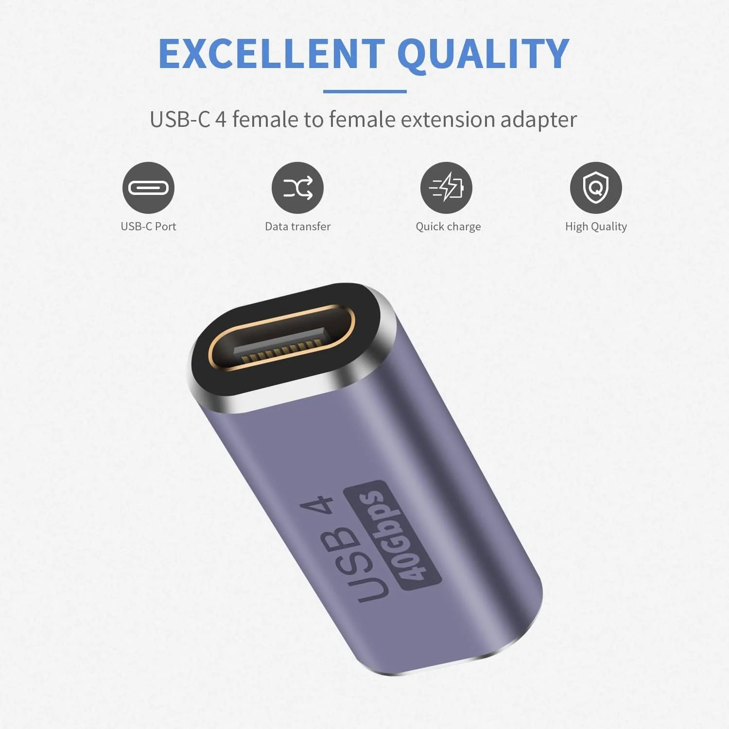 USB C Female to Female Adapter, 40Gbps Data, 100W PD Fast Charge, 8K@60Hz Video, Thunderbolt 4 Type C Coupler Extension for iPhone 17/16/15, Samsung S26/25/24, Mac, iPad, Laptop Tablet,Phone - Image 2
