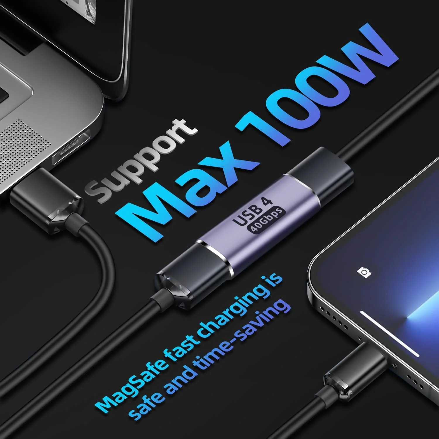 USB C Female to Female Adapter, 40Gbps Data, 100W PD Fast Charge, 8K@60Hz Video, Thunderbolt 4 Type C Coupler Extension for iPhone 17/16/15, Samsung S26/25/24, Mac, iPad, Laptop Tablet,Phone - Image 7
