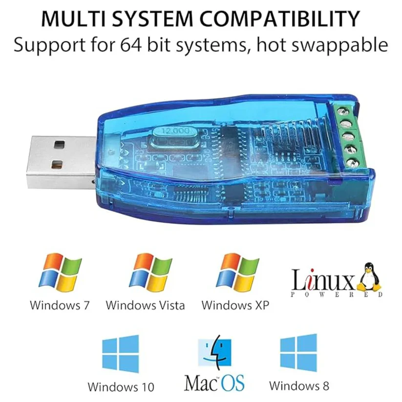 USB to RS-485 Converter Adapter with CH 340/341 Chipset | Supports All Windows Versions | High-Speed RS485 Port | Max Distance 4000ft (1200m) - Image 3