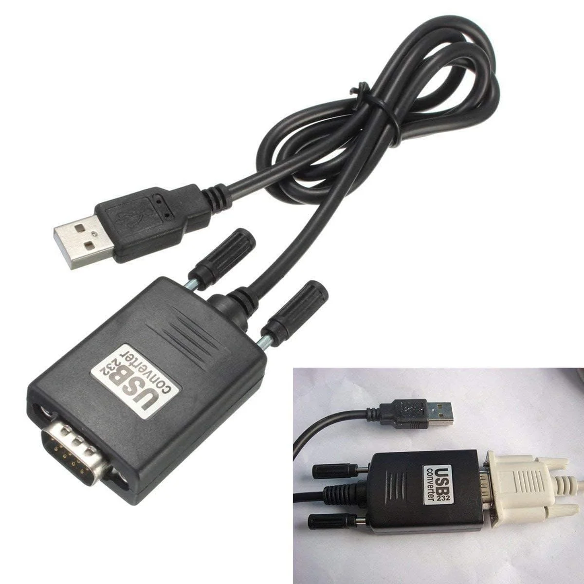 USB to RS232 Serial Cable Converter Adapter l Db9/9Pin Rs-232 Male Serial Extension Cable I Plug and Play, Supports Windows & Mac, Includes Driver CD (Black) - Image 3